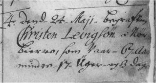 Nørrebjerre 1683 Christen Levigsøn død